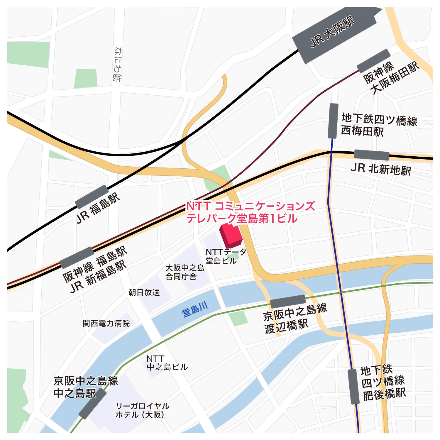 NTTレゾナント 大阪オフィスの地図